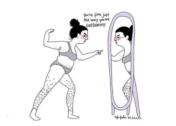 A woman yelling positive things about herself in the mirror