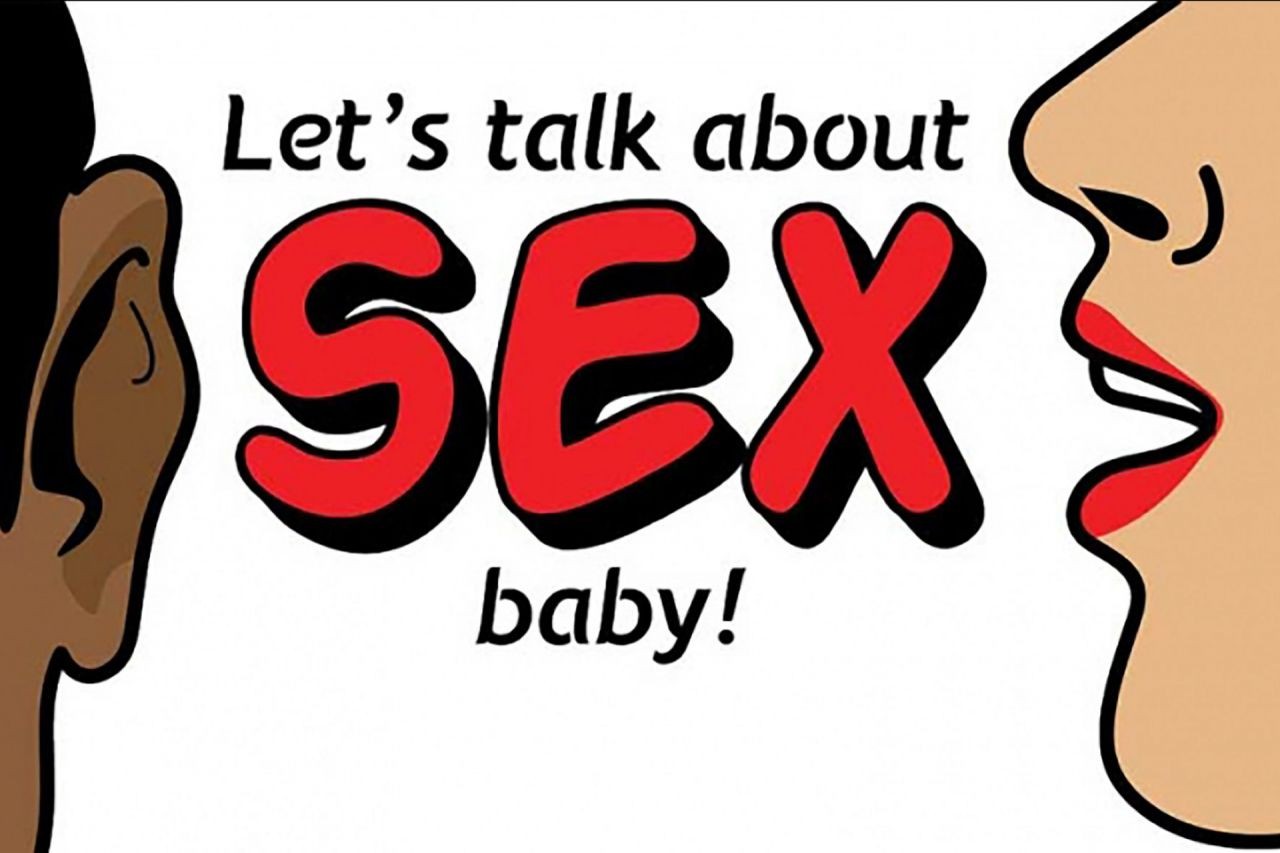 A meme that says Lets talk about sex baby